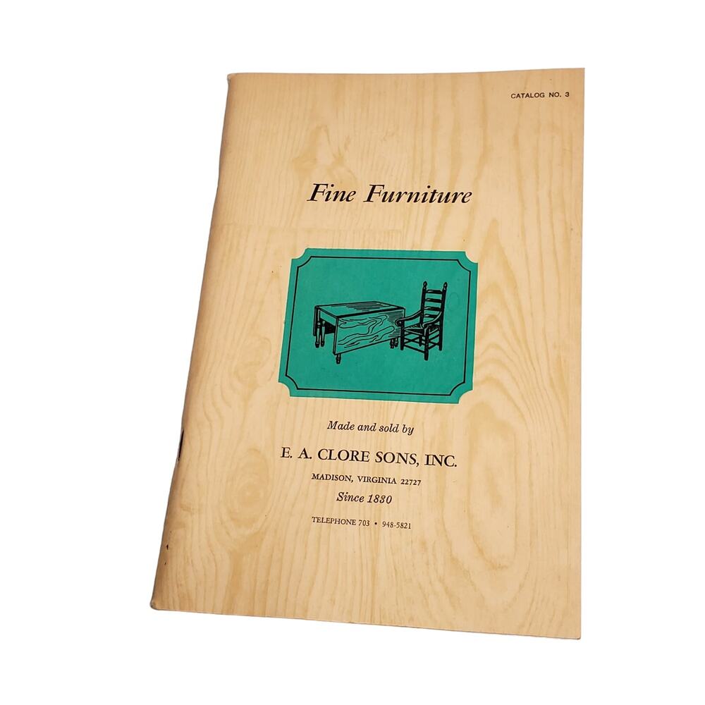 EA Clore Sons Inc Catalog No 3 with Price List Fine Furniture Order Blanks Vtg